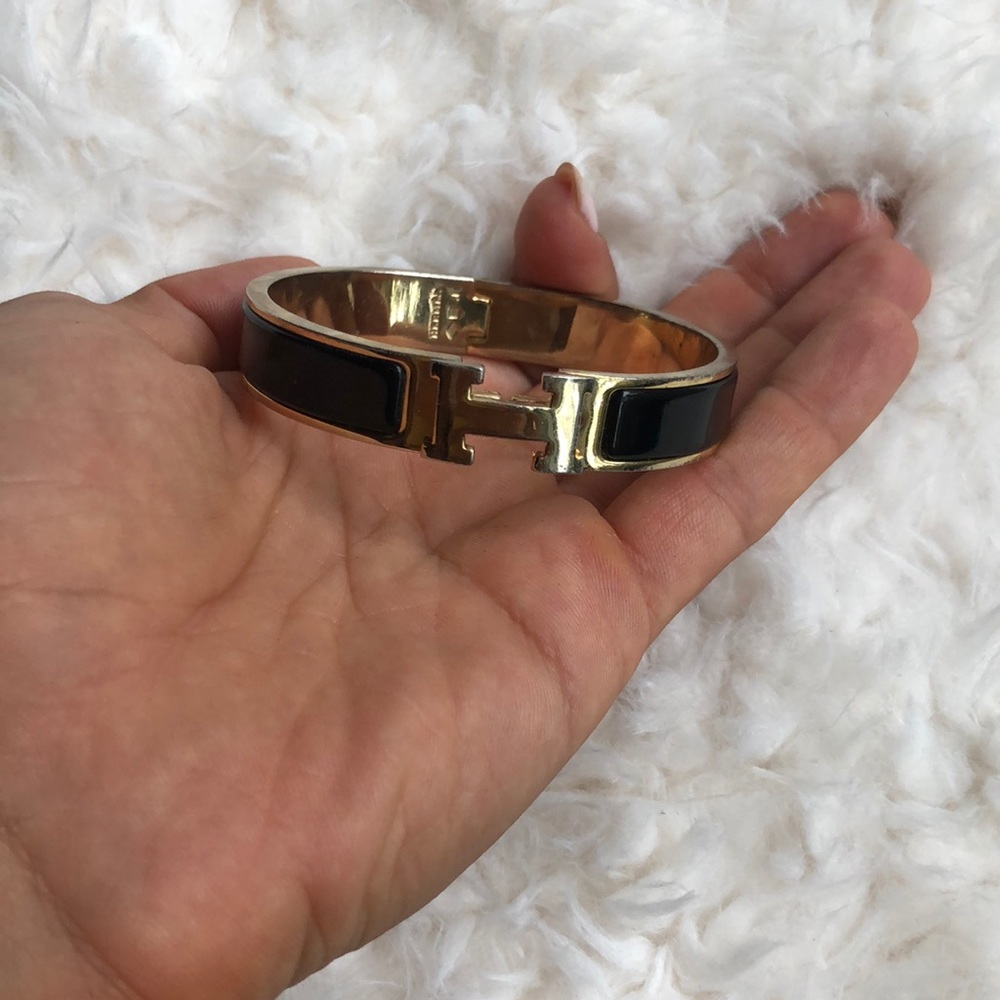 Hermès Clic Clac Bracelet - Black and gold